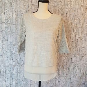 Lauren Conrad 3/4 Sleeve Knit Top w/ Sheer Bottom
